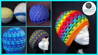 Crochet Granny Stitch Hat Large Doll  Preemie Tutorial [upl. by Odnumyar]