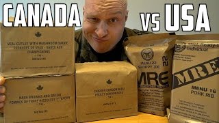 US vs Canadian Military MRE Meal Ready To Eat Taste Test Challenge [upl. by Betsy]