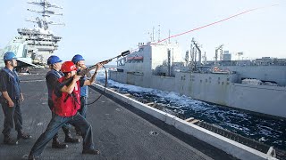 How US Navy Refuels its 13 Billion Aircraft Carrier in Middle of the Ocean [upl. by Gnues]