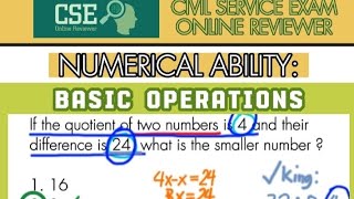 CIVIL SERVICE EXAM  Numerical Ability Basic Operations  CSE Online Reviewer [upl. by Rehpotsirhcnhoj]