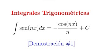 Integral Trigonométrica 01  Integral de sennx [upl. by Ahseka]