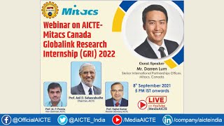 Webinar on AICTE  Mitacs Canada Globalink Research Internship GRI 2022 [upl. by Allina]