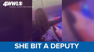 Southwest Airlines passenger bites kicks deputies while being removed from flight [upl. by Anahsit]