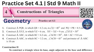 Practice Set 41  L4 Constructions of Triangles  9th Math II Std 9 Geometry [upl. by Seve]