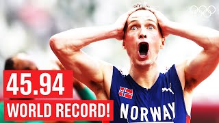 Warholm smashes WORLD RECORD  Full Mens 400m Hurdles Final  Tokyo Replays [upl. by Nohsram]