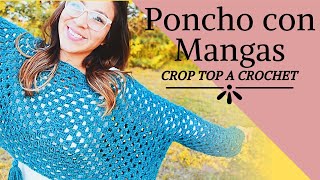 Poncho con MANGA a Crochet 😍💖😍 [upl. by Lachlan]