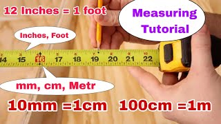 How to use Measuring tape  Full Tutorial for meter tape in mm cm inches and foot much in inches [upl. by Cirenoj]