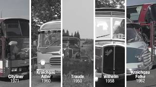 Fünf mal Oldtimerbus von Müller Busreisen im Großraum Heilbronn [upl. by Airdnaxela]