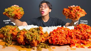 SUMPAH NAGIH MUKBANG AYAM GEPREK SAMBEL RAWIT MERAH DAN IJO PEDESNYA NGACO🥵 [upl. by Zealand636]