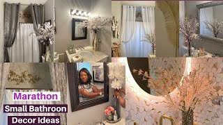 NEW SMALL GLAM BATHROOM TOUR amp MARATHON  Small Bathroom Decorating Ideas amp Decorate With Me [upl. by Brockie]