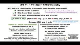 Bromine Facts  202345U1P1 CAPE Chemistry [upl. by Odrahcir]