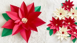 DIY Poinsettia Flower  Paper Poinsettia  Paper Flower Christmas Decoration Ideas [upl. by Anela]