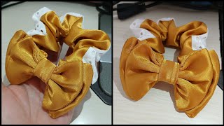 Making Scrunchie with beautiful bow 🎀 diy scrunchie [upl. by Noirred78]