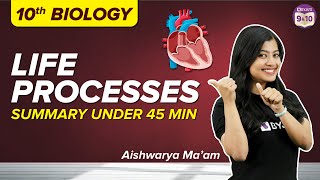 Life Processes Class 10 Science Biology Complete Chapter Revision Under 45 Mins  Board Exams 2023 [upl. by Nnairrek]