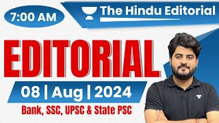 8 August 2024  The Hindu Analysis  The Hindu Editorial  Editorial by Vishal sir  Bank  SSCUPSC [upl. by Leavelle]