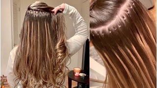 HAIR EXTENSIONS Full Head of ILink Micro Ring Extensions [upl. by Yrelav828]