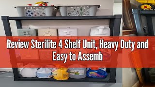 Review Sterilite 4 Shelf Unit Heavy Duty and Easy to Assemble Plastic Storage Unit Organize Bins i [upl. by Aalst]