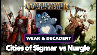 Cities of Sigmar vs Maggotkin of Nurgle  Age of Sigmar Battle Report [upl. by Azeel514]