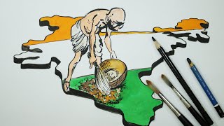 How to Draw Clean India Green India swachh bharat Drawing  By Drawing tutorials Battu [upl. by Riess]