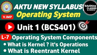 Operating System Components Kernel  Reentrant Kernels L7  Unit 1 Operating System BCS401 Aktu [upl. by Di]