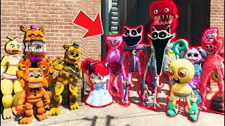 ANIMATRONICS vs ALL POPPY PLAYTIME CHAPTER 3 CHARACTERS GTA 5 FNAF Mods [upl. by Leonelle]