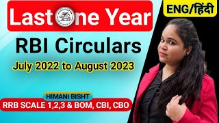 RBI Circular Last One Year  RBI Circulars July 2022 to August 2023  RBI circular by himani bisht [upl. by Nocaj]