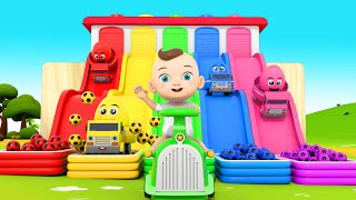 Wheels on the bus  Color Balls amp Sing a Song  Nursery Rhymes amp Kids Songs [upl. by Llednov288]