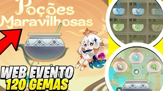 120 GEMAS GRATIS COMO FAZER o WEB EVENTO POÃ‡Ã•ES MARAVILHOSAS no GENSHIN IMPACT [upl. by Ennairac]