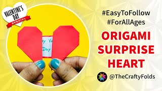 Valentine Origami Surprise Heart StepbyStep Tutorial  How to DIY  Paper Valentine Ideas  Gifts [upl. by Langer]