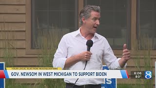 Calif Gov Newsom campaigns for Biden in South Haven [upl. by Darill]