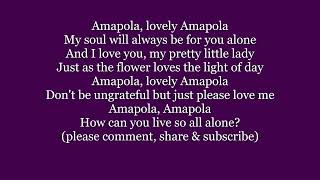 AMAPOLA Lyrics Words text trending Spanish English Bocelli Crosby Cole sing along song music [upl. by Nauqas]