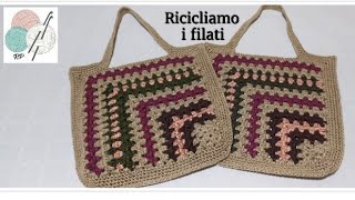 Tutorial Borsa Uncinetto Riciclo Filati [upl. by Aramoiz]