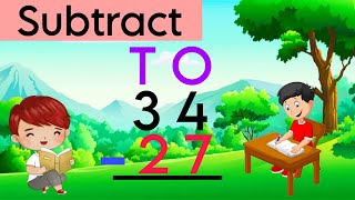 Subtraction of 2 digit numbers  Subtraction with Regrouping  Kindergarten [upl. by Nalloh]