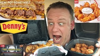 Dennys ☆POTROAST MELT SANDWICH amp BACON CHEDDAR TOTS☆ Food Review [upl. by Skerl100]