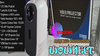 WOWNECT MINI LED PROJECTOR UNBOXING  D3000 1080P LED Projector 8000 Lumens 120quot Big Screen [upl. by Kobi]