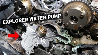 FORD EXPLORER 37 35 V6 WATER PUMP LOCATION REPLACEMENT EXPLAINED [upl. by Scheck]