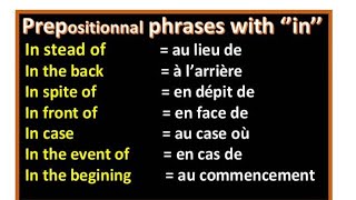 Les phrases prépositionnelles avec quot inquot Vocabulaires et expressions  ⭐⭐⭐ [upl. by Bbor254]