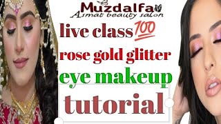 Rose Gold Glitter Eye Makeup MASTERY in 5 Easy Steps muzdalfa [upl. by Christi]