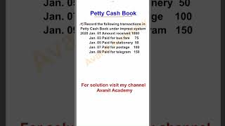 Petty Cash Book  Cash Book  Class 11  PUC  NCERT  Imprest System shorts trending cashbook [upl. by Enelav]