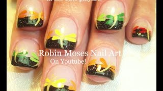 Nail Art Tutorial  Easy Rainbow Nails  Dragonfly Nail Design [upl. by Sueaddaht]