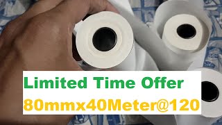 Thermal Paper Roll 80mmx40Meter Plain Lot Paper thermalpaper [upl. by Gwenore]