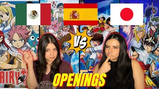 COMPARANDO DOBLAJES DE OPENINGS  japonés vs latino vs castellano [upl. by Cuthbert]