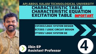 Characteristic Table  Excitation Table  KTU  CST203 ECT203 ITT203 Logic System Design [upl. by Ariaek]