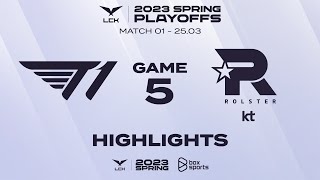 Highlights T1 vs KT  Game 5  Playoffs Round 2  LCK Mùa Xuân 2023 [upl. by Ecirtnahc765]