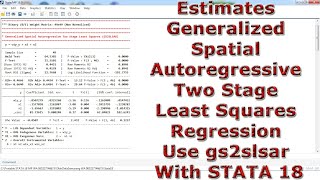 Estimates Generalized Spatial Autoregressive Two Stage Least Squares Regression gs2slsar STATA 18 [upl. by Billye86]