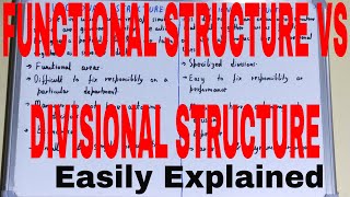 Functional vs Divisional StructureDifference between functional structure and divisional structure [upl. by Alexei]