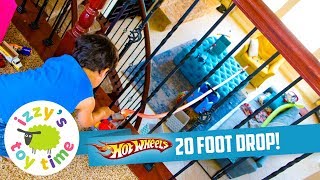 Cars  HOT WHEELS 20 FOOT BALCONY DROP Hot Wheels and Fast Lane Fun Toy Cars [upl. by Lohner]