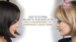 DIY Brown to Blonde Hair with Wella colorcharm T10 Permanent Liquid Toner  At Home Step by Step [upl. by Enasus]