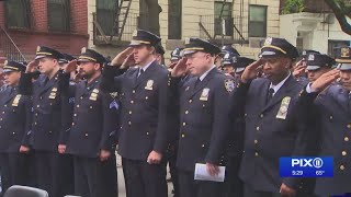 Memorial for fallen NYPD officers [upl. by Aynnat]