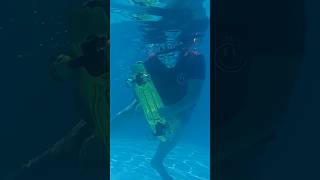 Mirror mask pennyboard underwater diving pool summer hold breath viral funny comedy shorts [upl. by Lambart64]